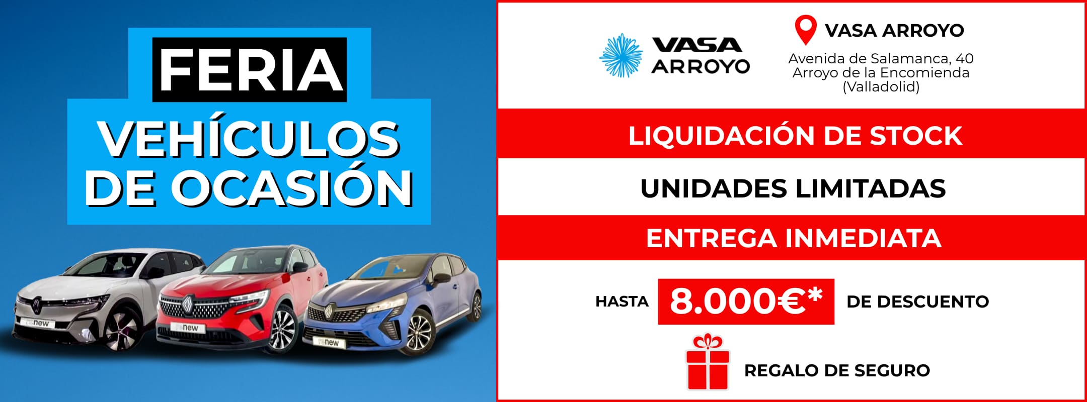 Gran Feria de Vehículos de Ocasión. Hasta 8.000€ de descuento. Regalo de Seguro. Entrega inmediata