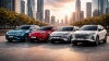Marcas de coches chinos en España con varios modelos eléctricos y SUV modernos en entorno urbano.