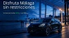 Ford Puma negro circulando por el Palmeral de las Sorpresas de Málaga al atardecer para ilustrar una guía sobre etiquetas C, ECO y CERO en Málaga 2026 de Automóviles CALCU.