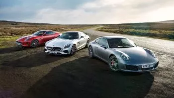 Porsche 911 Carrera S, Mercedes-AMG GT S y Jaguar F-Type R: Tormenta en el Desierto