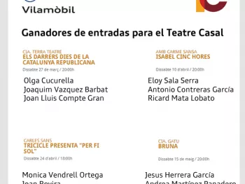 Sorteo Teatre Casal Vilafranca primavera 2021