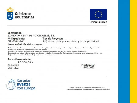 ICAMOTOR, BENEFICIARIA DE LA SUBVENCION DEL PROGRAMA OPERATIVO 2014-2020 REACT-EU ICAMOTOR, BENEFICIARIA DE LA SUBVENCION DEL PROGRAMA OPERATIVO 2014-2020 REACT-EU