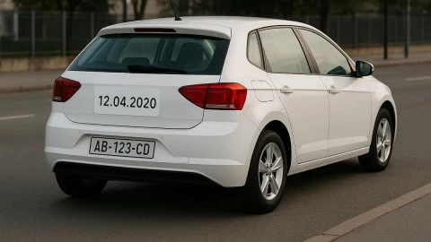 Vista trasera de un coche nuevo en un concesionario, relacionada con la fecha de matriculación del vehículo