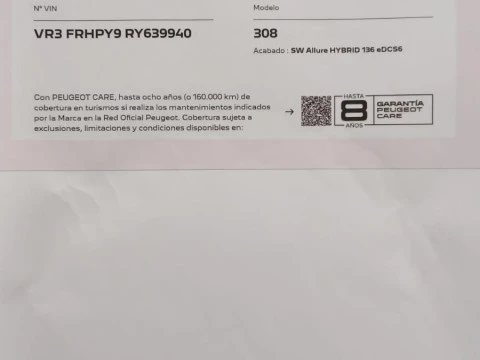 Peugeot 308 SW Allure Hybrid MHEV 136 e-DCS6