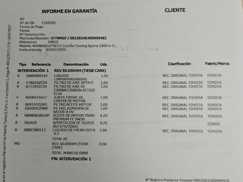 Toyota Corolla 140H Style Touring Sport