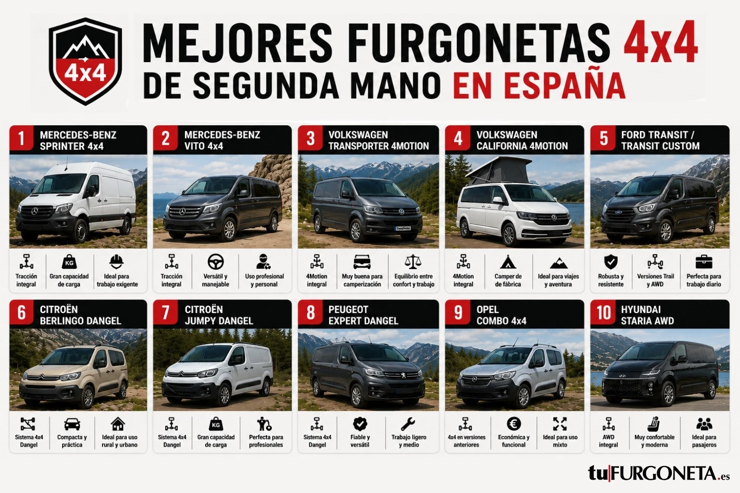 Merjores furgonetas 4x4 segunda mano | tufurgoneta.es