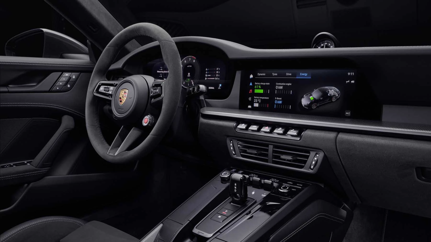 interior del Porsche 911 híbrido