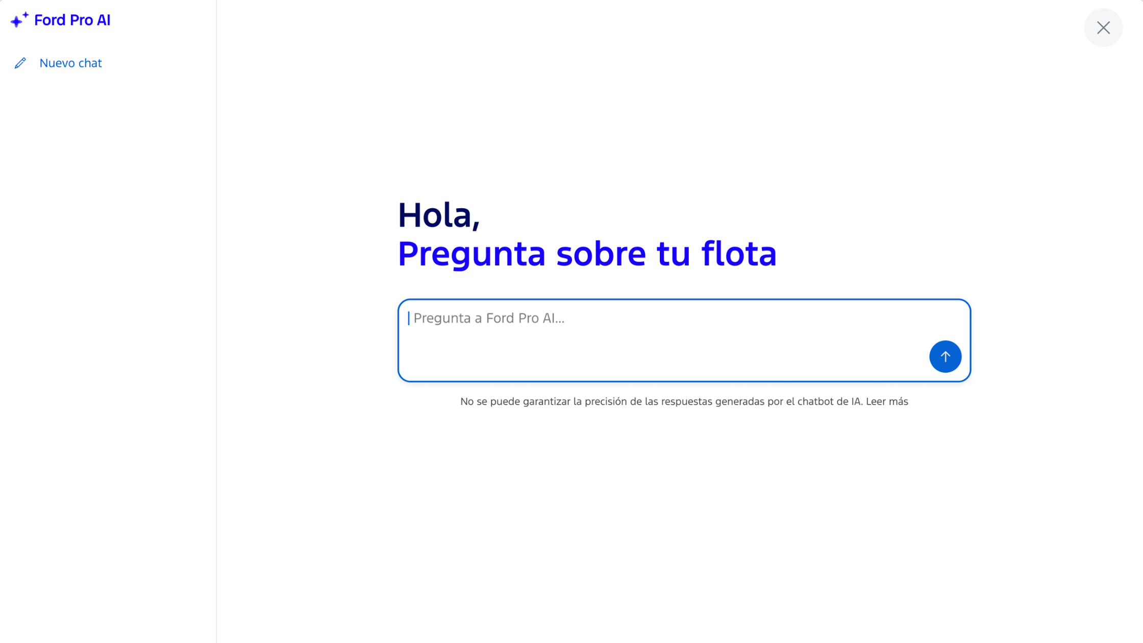 Ford Pro AI imagen de como se ve un nuevo chat